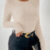 Long Sleeve Shirts for Women Ribbed Knit Tshirt Slim Fit Crewneck Basic Tee Top 2025 Fall Casual Work Trendy Clothes