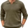 815kPxojfeL._AC_SL1500 Mens Sweaters Polos Long Sleeve V Neck Knit Polo Lightweight Casual Pullover Sweater