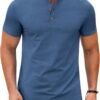Mens Henley Shirts Short Sleeve Casual Button Down Shirts Lightweight Summer Basic Tee