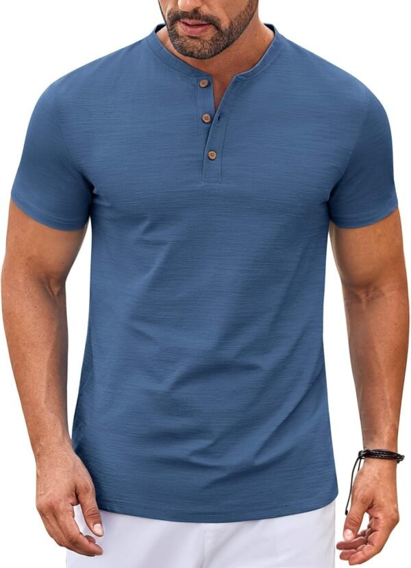 Mens Henley Shirts Short Sleeve Casual Button Down Shirts Lightweight Summer Basic Tee
