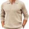 8173JavCVSL._AC_SL1500 Mens Sweaters Polos Long Sleeve V Neck Knit Polo Lightweight Casual Pullover Sweater