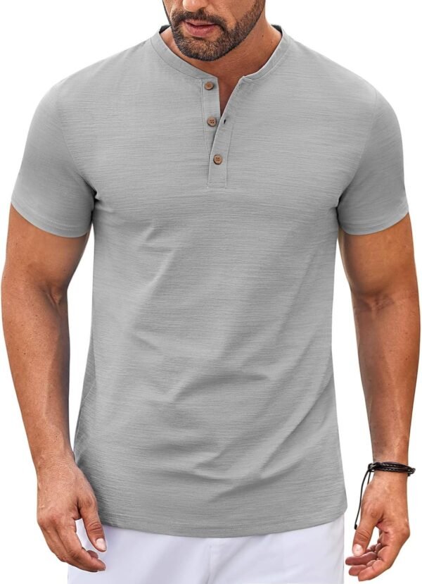 Mens Henley Shirts Short Sleeve Casual Button Down Shirts Lightweight Summer Basic Tee
