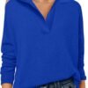 Womens Polo V Neck Long Sleeve Sweaters Lightweight Dressy Casual Business Basic Knit Pullover Top 2025 Fall Outfits