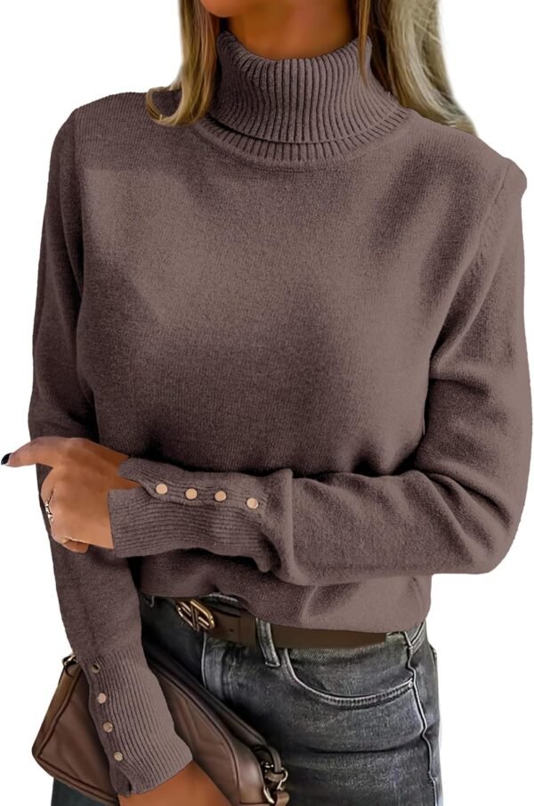 Turtleneck Sweaters for Women Long Sleeve Dressy Casual Soft Knitted Button Pullover Tops 2025 Fall Winter Clothes
