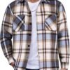 Men's Flannel Shirts Casual Button Down Plaid Shirt Jacket Long Sleeve Fleece Shacket with Pockets
