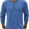 81AqqhcW-2L._AC_SL1500 Men's Henley T-Shirt Long Sleeve Casual Lightweight Pullover Shirts Soft Stretch Basic Tees Fall Tops