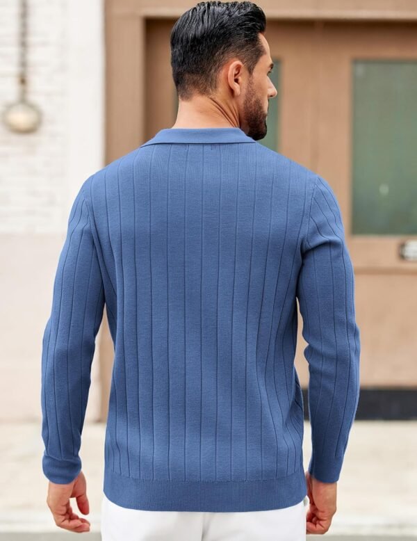 81BUHGb12GL._AC_SL1500 Mens Sweaters Polos Long Sleeve V Neck Knit Polo Lightweight Casual Pullover Sweater