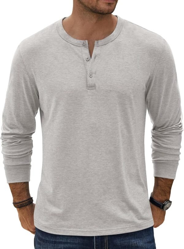 81BbmMWg5dL._AC_SL1500 Men's Henley T-Shirt Long Sleeve Casual Lightweight Pullover Shirts Soft Stretch Basic Tees Fall Tops