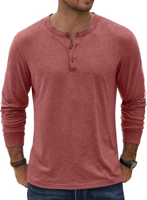 81FL6zQwxLL._AC_SL1500 Men's Henley T-Shirt Long Sleeve Casual Lightweight Pullover Shirts Soft Stretch Basic Tees Fall Tops