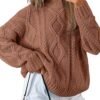 Trendy Queen Women's Oversized Cable Knit Crewneck Sweaters