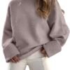 Women's Oversized Sweaters 2025 Long Sleeve Fuzzy Knit Casual Chunky Pullover Sweater Fall Outfits Clothes