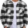 Men's Flannel Shirts Casual Button Down Plaid Shirt Jacket Long Sleeve Fleece Shacket with Pockets