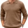 81I7l826d6L._AC_SL1500 Mens Sweaters Polos Long Sleeve V Neck Knit Polo Lightweight Casual Pullover Sweater
