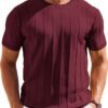 Men's T- Shirts Short Sleeve Knit Sweater Shirt Casual Crewneck Ribbed Pullover Tees