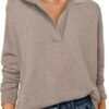 Womens Polo V Neck Long Sleeve Sweaters Lightweight Dressy Casual Business Basic Knit Pullover Top 2025 Fall Outfits