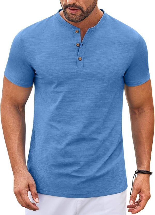 Mens Henley Shirts Short Sleeve Casual Button Down Shirts Lightweight Summer Basic Tee