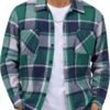 Men's Flannel Shirts Casual Button Down Plaid Shirt Jacket Long Sleeve Fleece Shacket with Pockets
