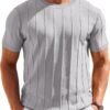 Men's T- Shirts Short Sleeve Knit Sweater Shirt Casual Crewneck Ribbed Pullover Tees