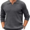 81Qe-yf6iaL._AC_SL1500 Mens Sweaters Polos Long Sleeve V Neck Knit Polo Lightweight Casual Pullover Sweater