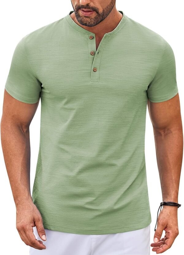 Mens Henley Shirts Short Sleeve Casual Button Down Shirts Lightweight Summer Basic Tee