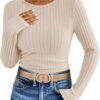 Long Sleeve Shirts for Women Ribbed Knit Tshirt Slim Fit Crewneck Basic Tee Top 2025 Fall Casual Work Trendy Clothes