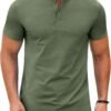 Mens Henley Shirts Short Sleeve Casual Button Down Shirts Lightweight Summer Basic Tee