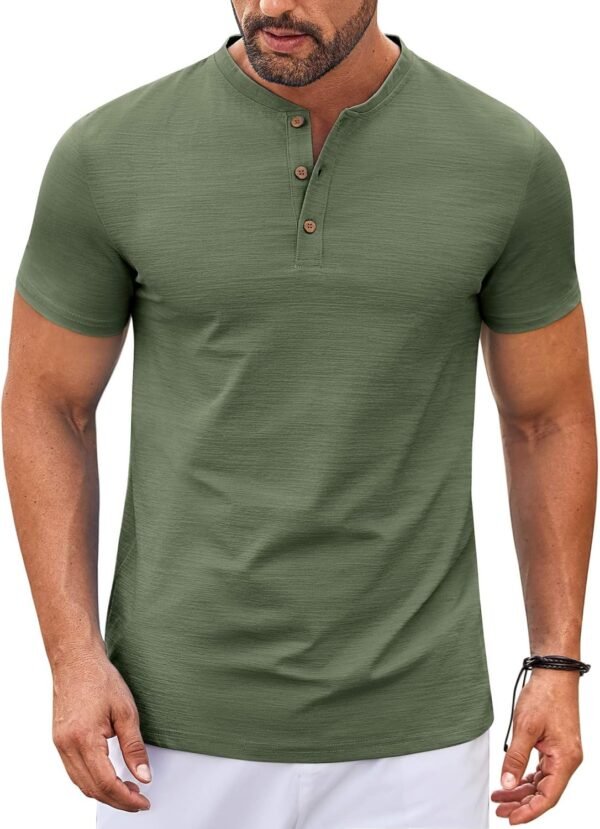 Mens Henley Shirts Short Sleeve Casual Button Down Shirts Lightweight Summer Basic Tee