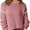 Womens Sweaters Crewneck Long Sleeve Knit Pullover Sweater Casual Fall Tops for Women 2025