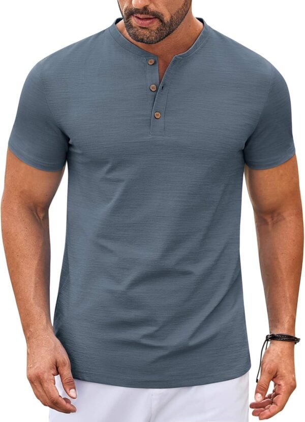 Mens Henley Shirts Short Sleeve Casual Button Down Shirts Lightweight Summer Basic Tee