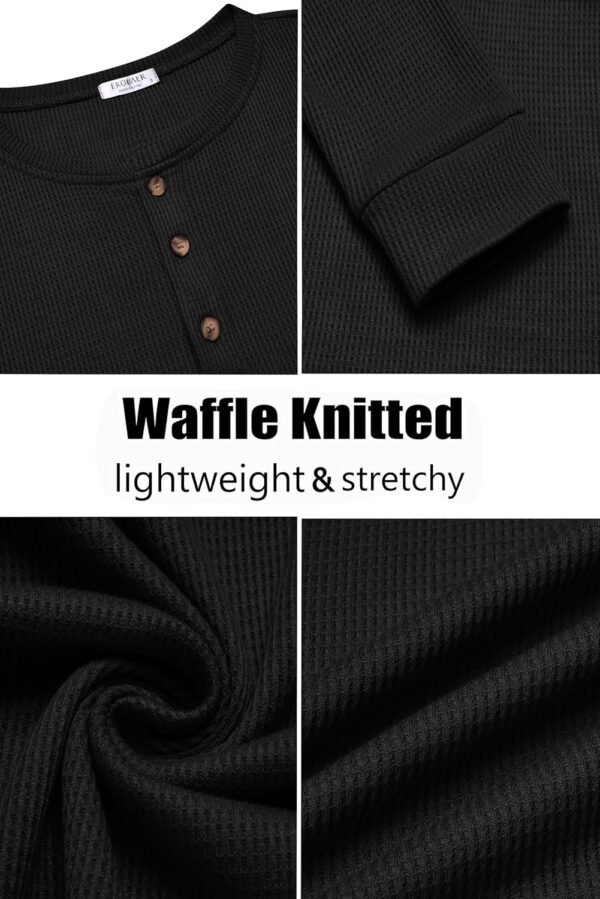 Mens Henley Long Sleeve Shirts Waffle T-Shirt Lightweight Thermal Undershirts S-XXL