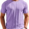 Men's T- Shirts Short Sleeve Knit Sweater Shirt Casual Crewneck Ribbed Pullover Tees