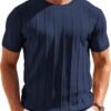 Men's T- Shirts Short Sleeve Knit Sweater Shirt Casual Crewneck Ribbed Pullover Tees