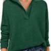 Womens Polo V Neck Long Sleeve Sweaters Lightweight Dressy Casual Business Basic Knit Pullover Top 2025 Fall Outfits
