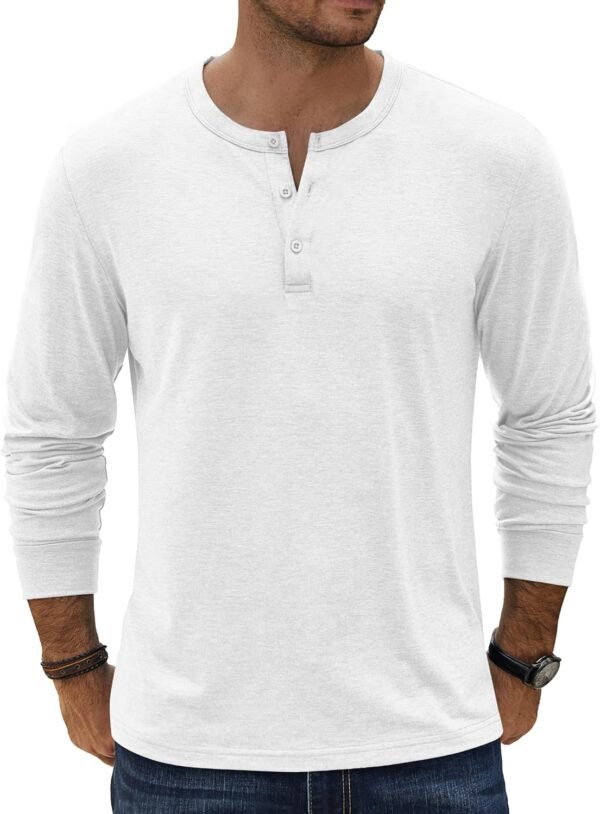 81abyh4JLVL._AC_SL1500 Men's Henley T-Shirt Long Sleeve Casual Lightweight Pullover Shirts Soft Stretch Basic Tees Fall Tops