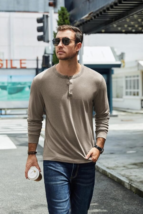 81cHjiyVZrL._AC_SL1500 Men's Henley T-Shirt Long Sleeve Casual Lightweight Pullover Shirts Soft Stretch Basic Tees Fall Tops