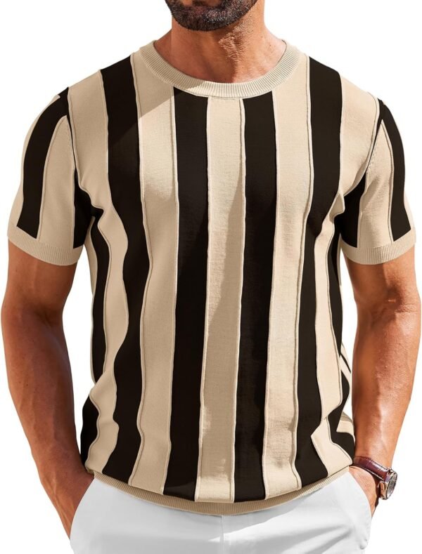 Men's T- Shirts Short Sleeve Knit Sweater Shirt Casual Crewneck Ribbed Pullover Tees