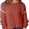 Womens Sweaters Crewneck Long Sleeve Knit Pullover Sweater Casual Fall Tops for Women 2025