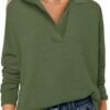 Womens Polo V Neck Long Sleeve Sweaters Lightweight Dressy Casual Business Basic Knit Pullover Top 2025 Fall Outfits