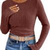Long Sleeve Shirts for Women Ribbed Knit Tshirt Slim Fit Crewneck Basic Tee Top 2025 Fall Casual Work Trendy Clothes