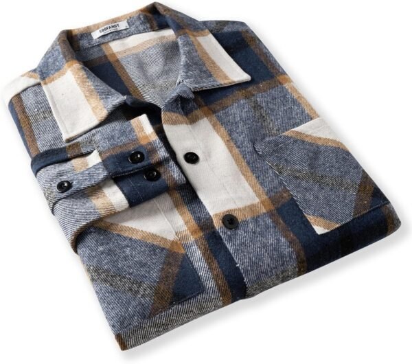 Men's Flannel Shirts Casual Button Down Plaid Shirt Jacket Long Sleeve Fleece Shacket with Pockets