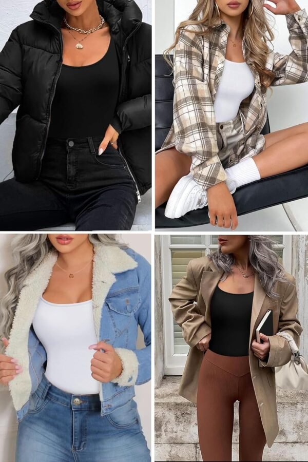 Long Sleeve Shirts for Womens Scoop Neck Tops Slim Fit Undershirts Basic Thermal Tee Shirt