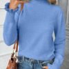 81kLLHGQ_IL._AC_SL1500 Womens Ruffle Mock Neck Sweater Puff Long Sleeve Fall Soft Knit Casual Pullover Sweaters Top