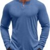 Men's Henley Shirts Long Sleeve Button T-Shirt Lightweight Fashion Casual Pullover Shirt