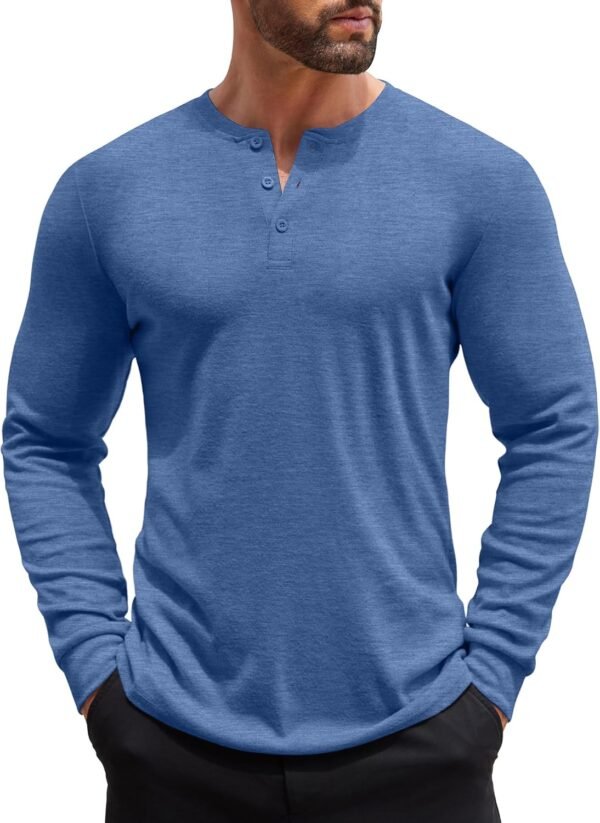 Men's Henley Shirts Long Sleeve Button T-Shirt Lightweight Fashion Casual Pullover Shirt