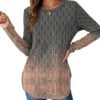 Womens Long Sleeve Shirts Loose Tunic Tops Round Neck Lightweight Side Split Casual 2025 Trendy Basic Tshirts Blouse