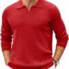 81qAcj2QdgL._AC_SL1500 Mens Sweaters Polos Long Sleeve V Neck Knit Polo Lightweight Casual Pullover Sweater