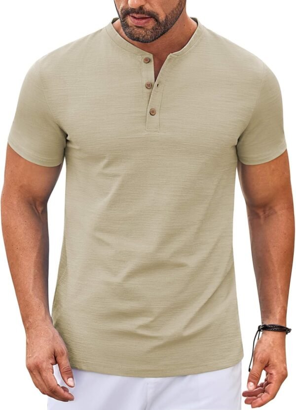 Mens Henley Shirts Short Sleeve Casual Button Down Shirts Lightweight Summer Basic Tee