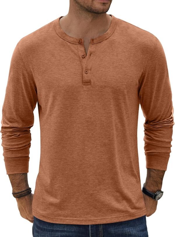 81qfT0D9yZL._AC_SL1500 Men's Henley T-Shirt Long Sleeve Casual Lightweight Pullover Shirts Soft Stretch Basic Tees Fall Tops