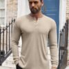 Men's Henley Shirts Long Sleeve Button T-Shirt Lightweight Fashion Casual Pullover Shirt