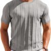Men's T- Shirts Short Sleeve Knit Sweater Shirt Casual Crewneck Ribbed Pullover Tees
